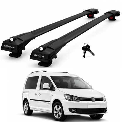 2X Roof Bars for Volkswagen Caddy Combi 2004-2020 Lockable Roof Rack Black