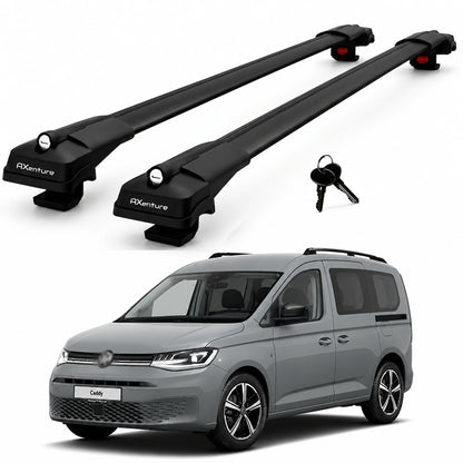 2X Roof Bars for Volkswagen Caddy Combi 2021-2026 Lockable Roof Rack Black