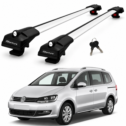 2X Roof Bars for Volkswagen Sharan 7N 2010–2023 Lockable Roof Rack Grey