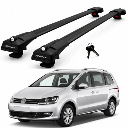 2X Roof Bars for Volkswagen Sharan 7N 2010–2023 Lockable Roof Rack Black
