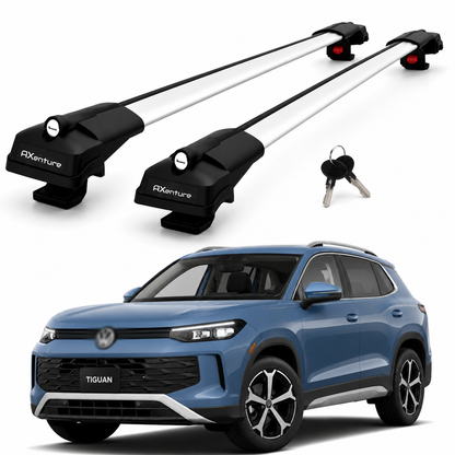 2X Roof Bars for Volkswagen Tiguan 2024-2026 Lockable Roof Rack Cross Bars Grey