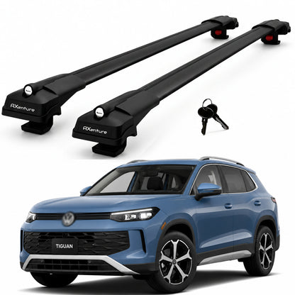 2X Roof Bars for Volkswagen Tiguan 2024-2026 Lockable Roof Rack Cross Bars Black