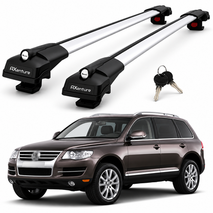 2X Roof Bars for Volkswagen Touareg Facelift 2006–2010 Lockable Roof Rack Grey