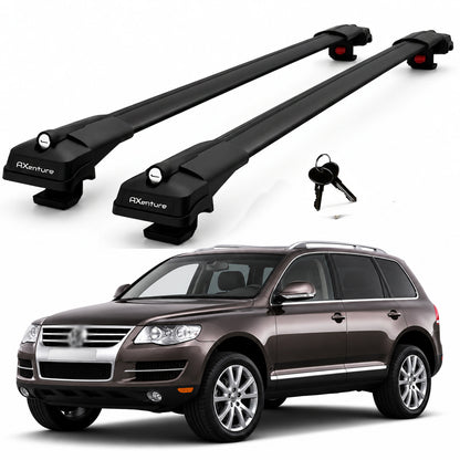 2X Roof Bars for Volkswagen Touareg Facelift 2006–2010 Lockable Roof Rack Black