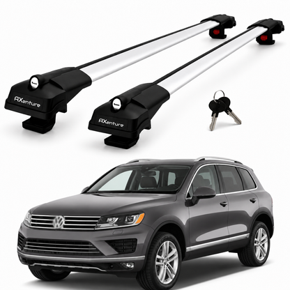 2X Roof Bars for Volkswagen Touareg 2011–2018 Lockable Roof Rack Cross Bars Grey