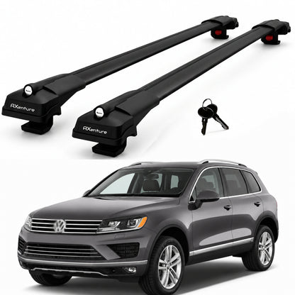 2X Roof Bars for Volkswagen Touareg 2011–2018 Lockable Roof Rack Cross Bar Black