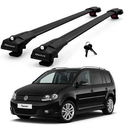 2X Roof Bars for Volkswagen Touran 2002–2015 Lockable Roof Rack Cross Bars Black