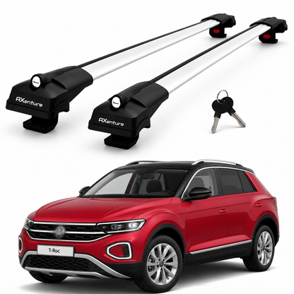 2X Roof Bars for Volkswagen T-Roc 2019-2025 Lockable Roof Rack Cross Bars Grey