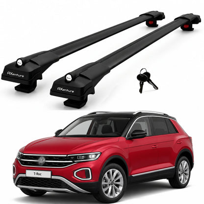2X Roof Bars for Volkswagen T-Roc 2019-2025 Lockable Roof Rack Cross Bars Black