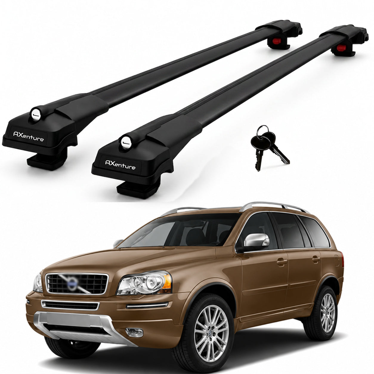 2X Roof Bars for Volvo Xc90 2003-2014 Lockable Roof Rack Cross Bars Black