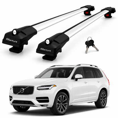 2X Roof Bars for Volvo Xc90 Momentum 2015-2018 Lockable Roof Rack Cross Bar Grey