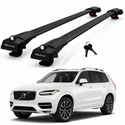 2X Roof Bars for Volvo Xc90 Momentum 2015-2018 Lockable Roof Rack Black