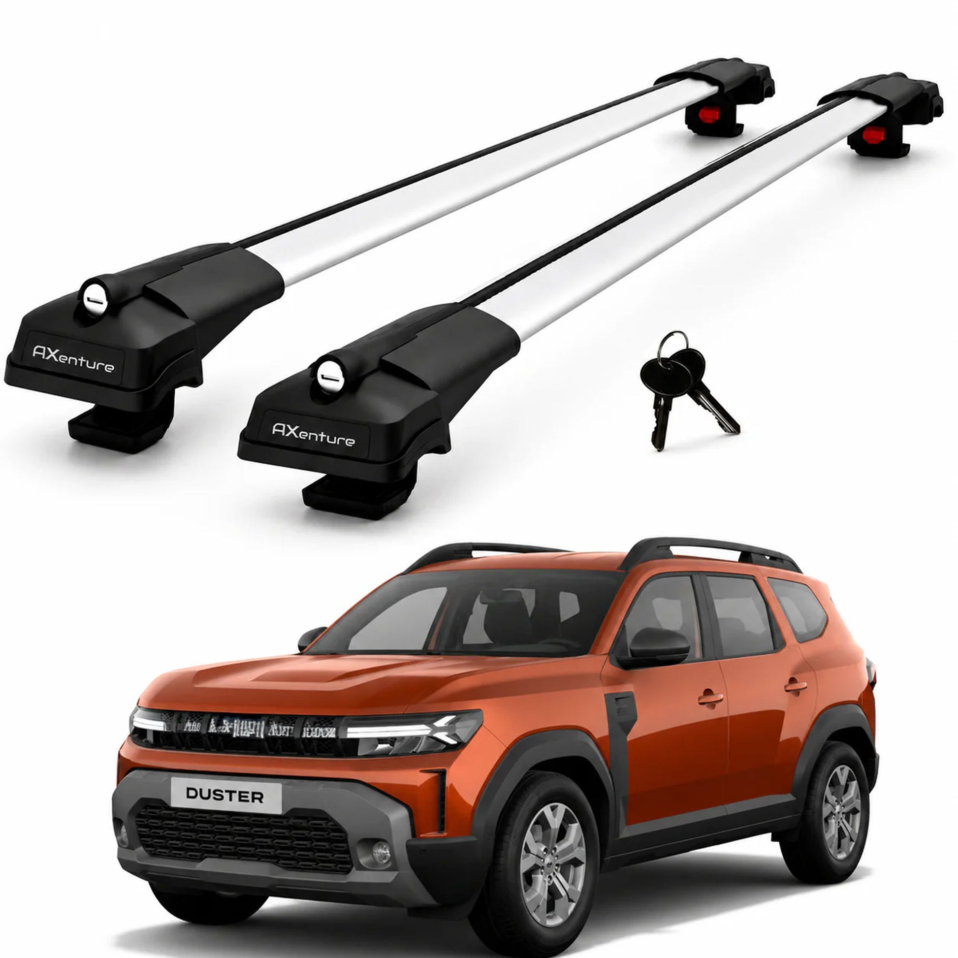 2X Roof Bars for Renault Duster Mk3 2024-2026 Lockable Roof Rack Cross Bars Grey