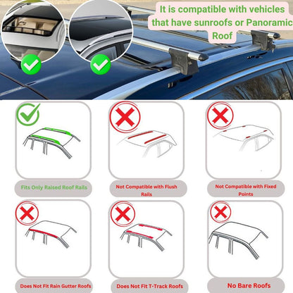 Lockable Roof Rack Cross Bars for Chevrolet Spark 2010-2015 | Heavy Duty Rail Carrier 2 Pcs Grey