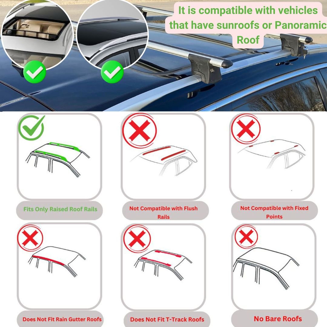 Lockable Roof Rack Cross Bars for Toyota Estima Previa 2000-2005 | Heavy Duty Rail Carrier 2 Pcs Black