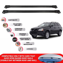 Roof Rack Cross Bars for Volvo XC90 2002-2014 Lockable Roof Bars 2 Pcs Black