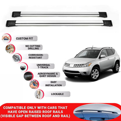 Roof Rack Cross Bars for Nissan Murano 2003-2014 Lockable Roof Bars 2 Pcs Grey