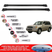 Roof Rack Cross Bars for Toyota Land Cruiser 120 2004-2009 Lockable 2 Pcs Black