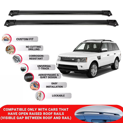Roof Rack Cross Bars for Land Rover Range Rover Sport 2004-2013 Lockable 2 Pcs Black