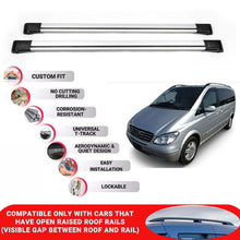 Roof Rack Cross Bars for Mercedes Viano 2004-2014 Lockable Roof Bars 2 Pcs Grey
