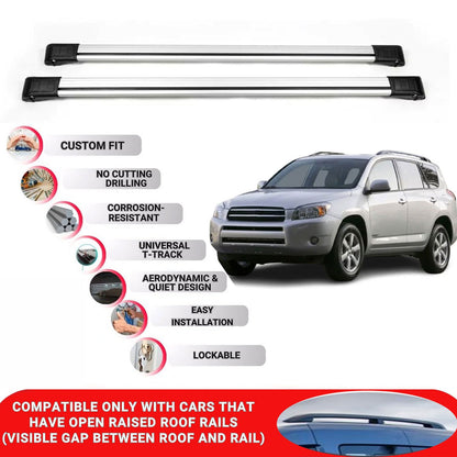 Roof Rack Cross Bars for Toyota Rav4 2005-2012 Lockable Roof Bars 2 Pcs Grey