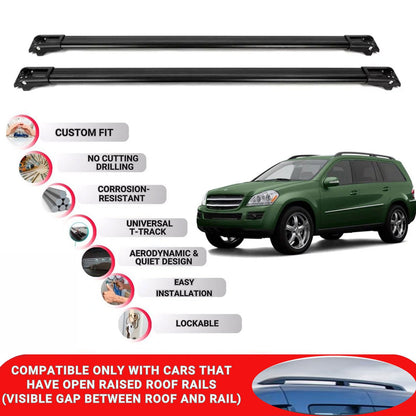 Roof Rack Cross Bars for Mercedes Gl X164 2006-2012 Lockable Roof Bars 2 Pcs Black