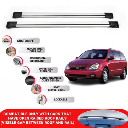 Roof Rack Cross Bars for Kianival Mpv 2006-2014 Lockable Roof Bars 2 Pcs Grey