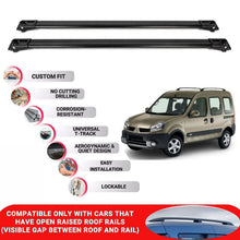 Roof Rack Cross Bars for Renault Kangoo 1997-2007 Lockable Roof Bars 2 Pcs Black