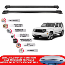 Roof Rack Cross Bars for Jeep Liberty 2008-2012 Lockable Roof Bars 2 Pcs Black
