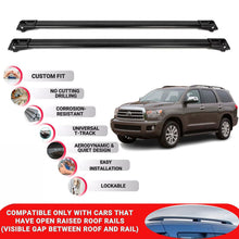 Roof Rack Cross Bars for Toyota Sequoia 2008-2022 Lockable Roof Bars 2 Pcs Black