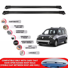Roof Rack Cross Bars for Renault Kangoo 2008-2021 Lockable Roof Bars 2 Pcs Black