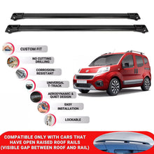 Roof Rack Cross Bars for Fiat Fiorino 2008+ Lockable Roof Bars 2 Pcs Black