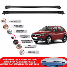 Roof Rack Cross Bars for Dacia Sandero Stepway 2009-2012 Lockable 2 Pcs Black