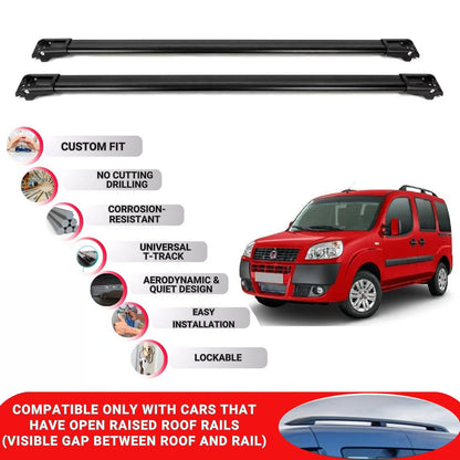 Roof Rack Cross Bars for Fiat Doblo 2000-2009 Lockable Roof Bars 2 Pcs Black