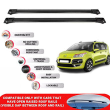 Roof Rack Cross Bars for Citroen C3 Picasso Mpv 2009+ Lockable Roof Bars 2 Pcs Black