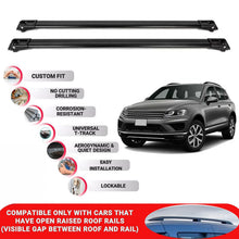 Roof Rack Cross Bars for Vw Touareg 2010-2018 Lockable Roof Bars 2 Pcs Black