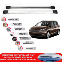 Roof Rack Cross Bars for Ford Grand C-Max 2010-2019 Lockable Roof Bars 2 Pcs Grey