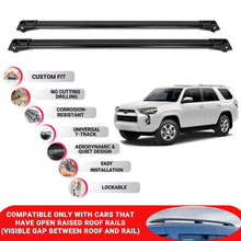 Roof Rack Cross Bars for Toyota 4 Runner 2010+ Lockable Roof Bars 2 Pcs Black