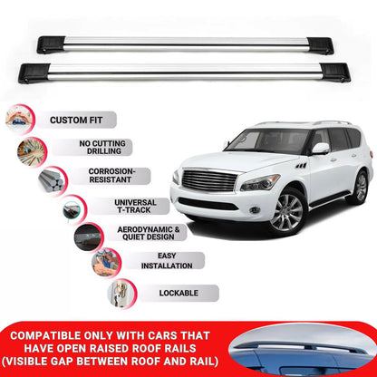 Roof Rack Cross Bars for Infiniti Qx56 2011-2013 Lockable Roof Bars 2 Pcs Grey