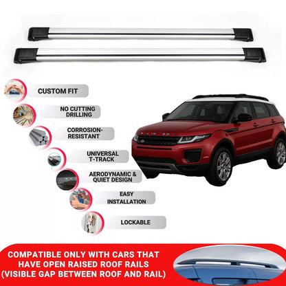 Roof Rack Cross Bars for Land Rover Evoque 2011-2018 Lockable Roof Bars 2 Pcs Grey
