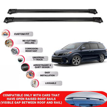 Roof Rack Cross Bars for Toyota Sienna 2011-2020 Lockable Roof Bars 2 Pcs Black