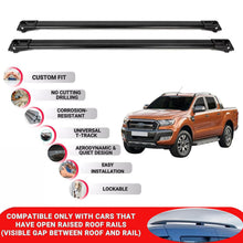Roof Rack Cross Bars for Ford Ranger Super Cab 2011-2022 Lockable 2 Pcs Black
