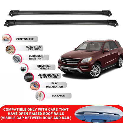 Roof Rack Cross Bars for Mercedes M-Class W166 2012-2015 Lockable 2 Pcs Black