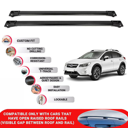 Roof Rack Cross Bars for Subaru Xv 2012-2016 Lockable Roof Bars 2 Pcs Black