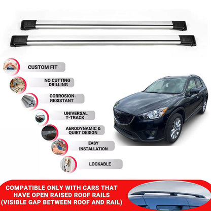 Roof Rack Cross Bars for Mazda CX-5 2012-2017 Lockable Roof Bars 2 Pcs Grey