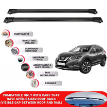 Roof Rack Cross Bars for Nissan X Trail 2014-2021 Lockable Roof Bars 2 Pcs Black