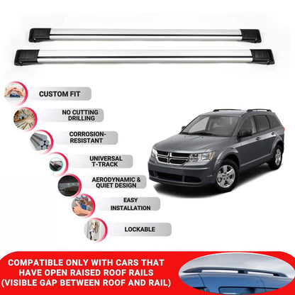 Roof Rack Cross Bars for Dodge Journey 2012-2020 Lockable Roof Bars 2 Pcs Grey