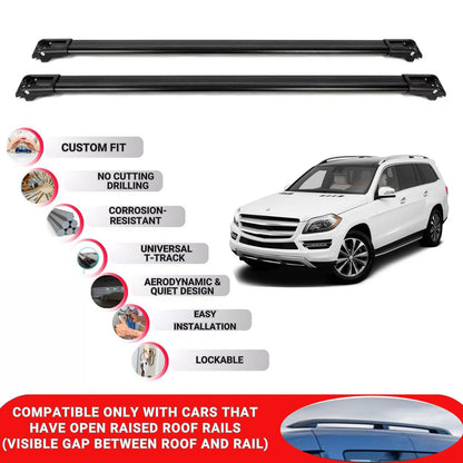 Roof Rack Cross Bars for Mercedes Gl X166 2013-2016 Lockable Roof Bars 2 Pcs Black