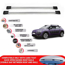 Roof Rack Cross Bars for Citroen C4 Cactus HB 2014-2018 Lockable Bars 2 Pcs Grey