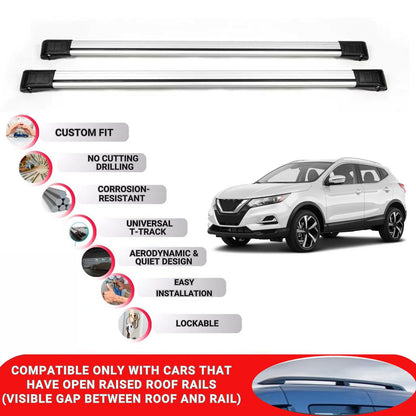 Roof Rack Cross Bars for Nissan Rogue 2014-2021 Lockable Roof Bars 2 Pcs Grey